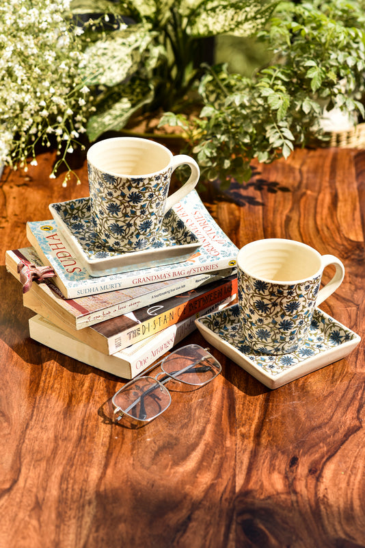 The Royal Gardenia Mug & Platter - Set Of 4