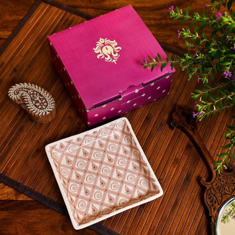 Set of 2 Handmade cookie Platters- Diwali Gift Box | Rose Collection