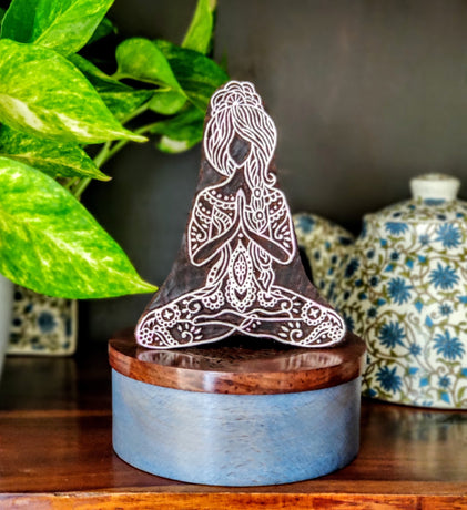 Hand carved Decorative 'Yogini' Wood Block Stamp