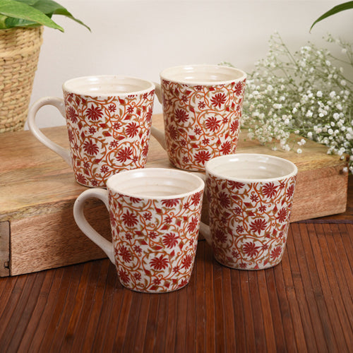 The Spirited scarlet handcrafted Coffee/Milk mugs - Set of 4